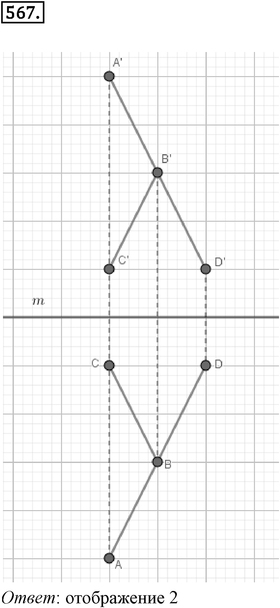 Симметрия. 7.1. Осевая симметрия. Номер 567 — решение 1