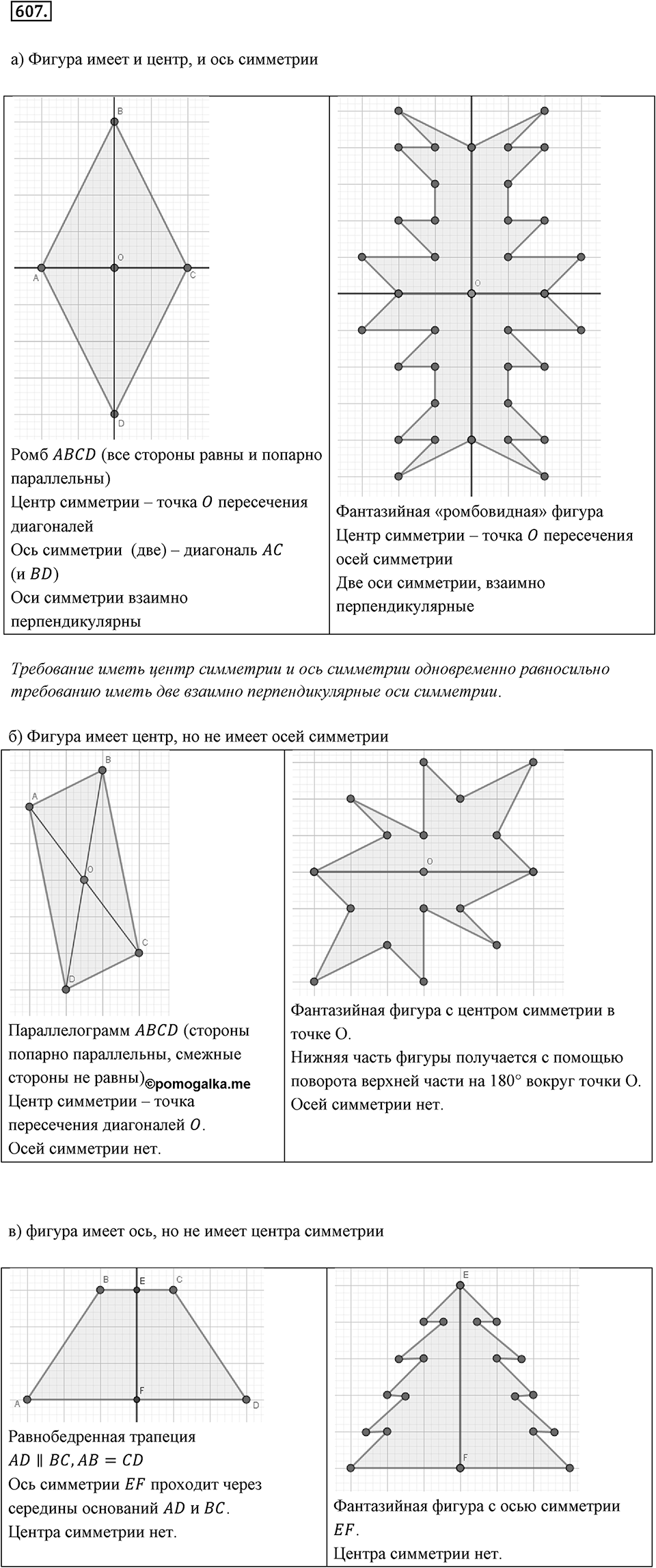 Симметрия. 7.3. Центральная симметрия. Номер 607 — решение 1