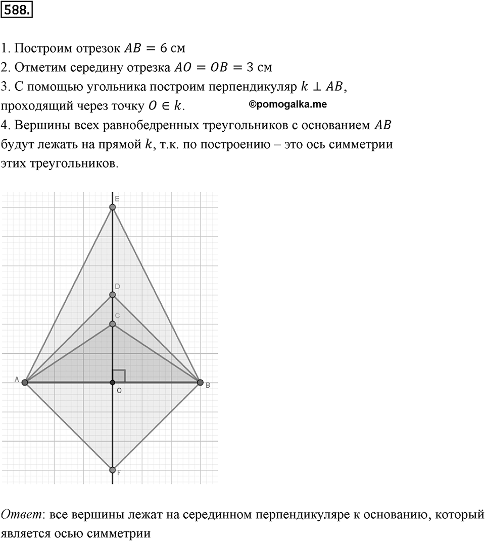 Симметрия. 7.2. Ось симметри фигуры. Номер 588 — решение 1