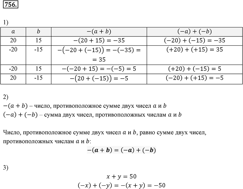 Целые числа. 9.3. Сложение целых чисел. Номер 756 — решение 1