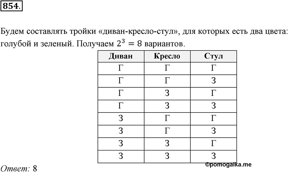 Множества. Комбинаторика. 10.4. Комбинаторные задачи. Номер 854 — решение 1