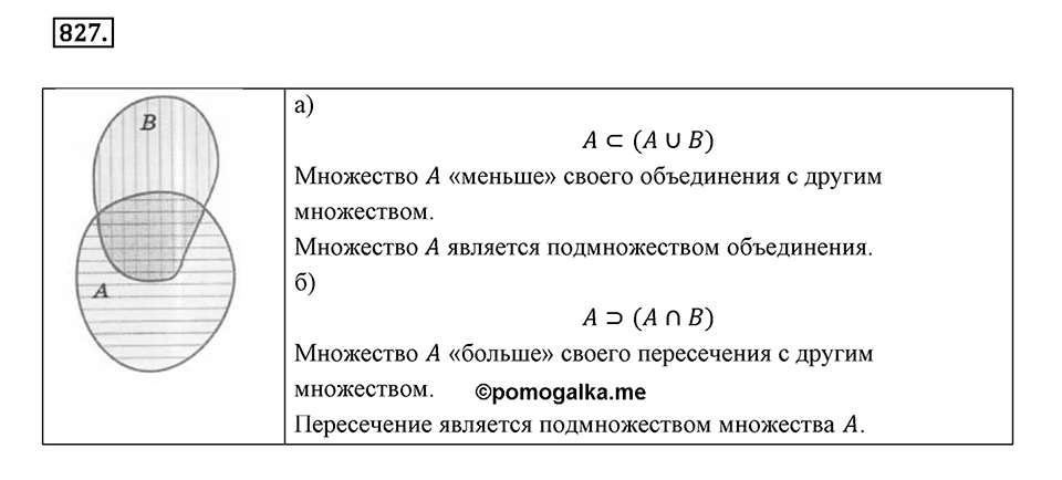 Множества. Комбинаторика. 10.2. Операция над множествами. Номер 827 — решение 1