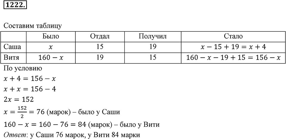 Задания для повторения. Номер 1222 — решение 1