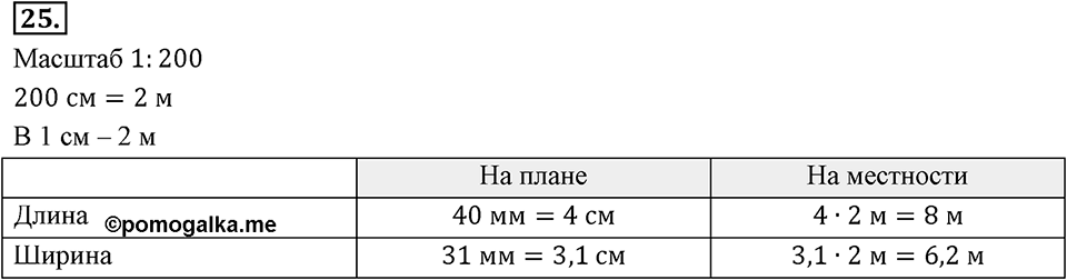 Отношения, пропорции, проценты. §1.2. Масштаб. Номер 25 — решение 1