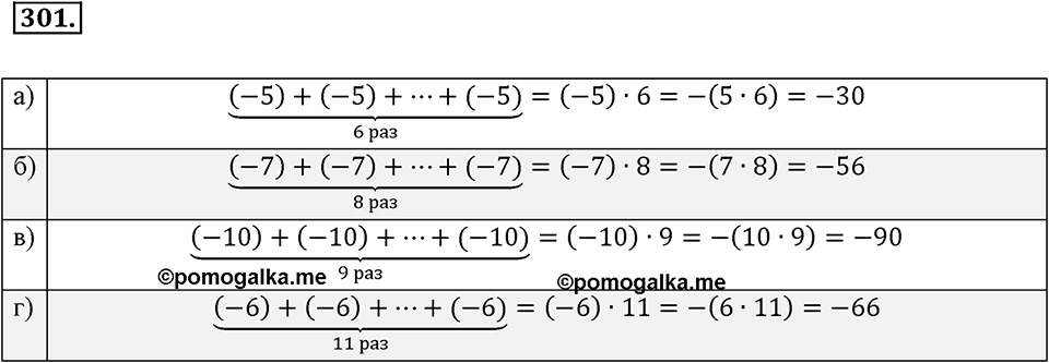 Целые числа. §2.6. Разность целых чисел. Номер 301 — решение 1