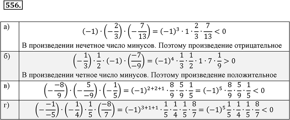 Рациональные числа. §З.6. Законы сложения и умножения. Номер 556 — решение 1