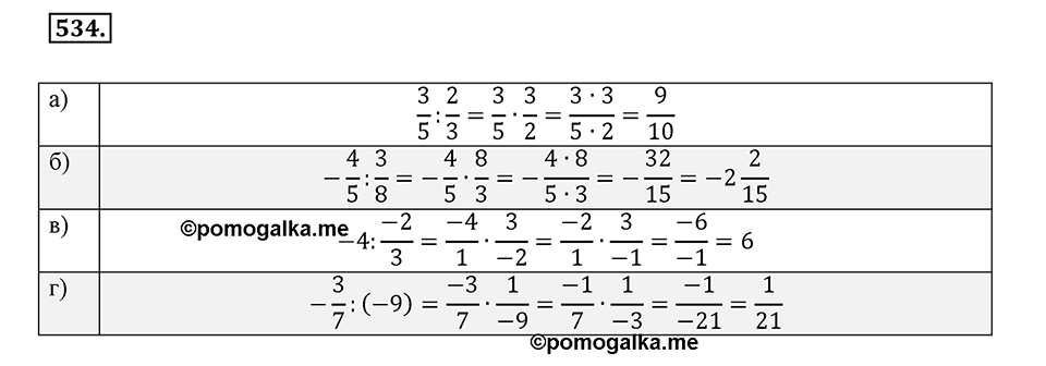 Рациональные числа. §3.5. Умножение и деление дробей. Номер 534 — решение 1