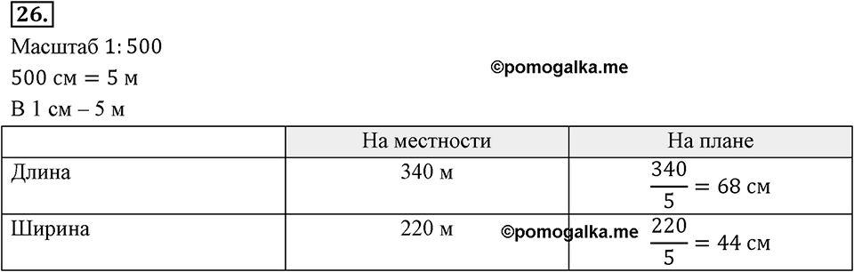 Отношения, пропорции, проценты. §1.2. Масштаб. Номер 26 — решение 1