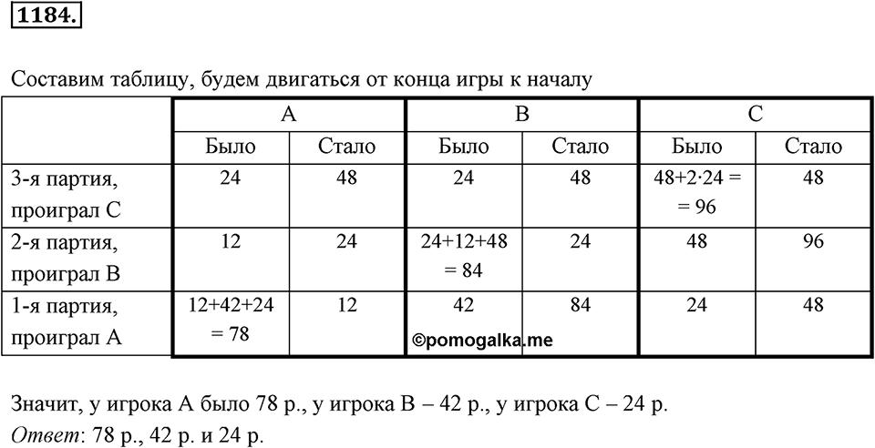 Задания для повторения. Номер 1184 — решение 1