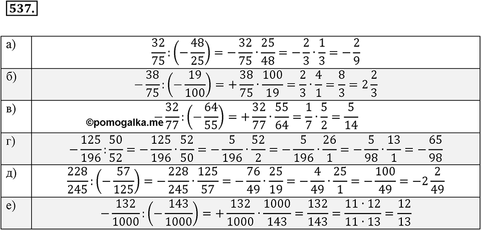 Рациональные числа. §3.5. Умножение и деление дробей. Номер 537 — решение 1
