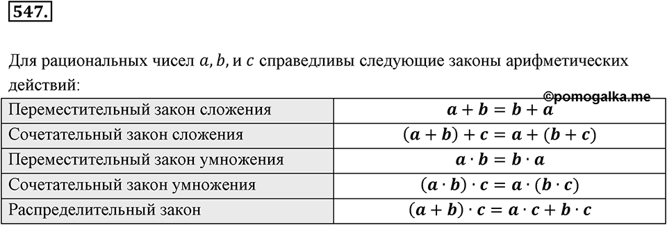 Рациональные числа. §З.6. Законы сложения и умножения. Номер 547 — решение 1