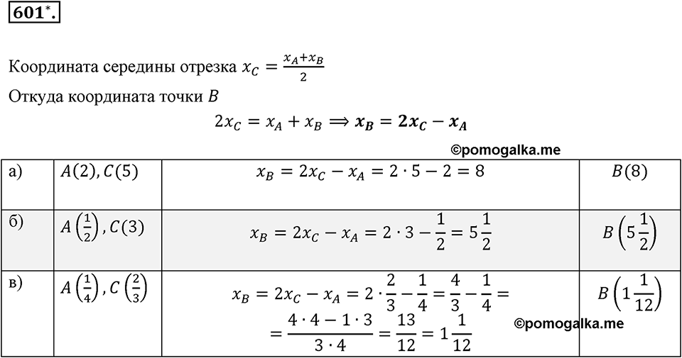 Рациональные числа. §3.8. Изображение рациональных чисел на координатной оси. Номер 601 — решение 1