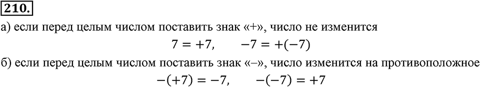 Целые числа. §2.2. Противоположные числа. Модуль числа. Номер 210 — решение 1