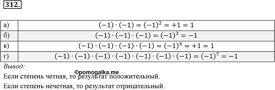 Целые числа. §2.7. Произведение целых чисел. Номер 312 — решение 1