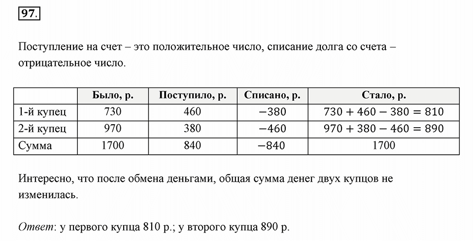 Часть 2. Рациональные числа. §5. Положительные и отрицательные числа. Часть 2, номер №97 — решение 1