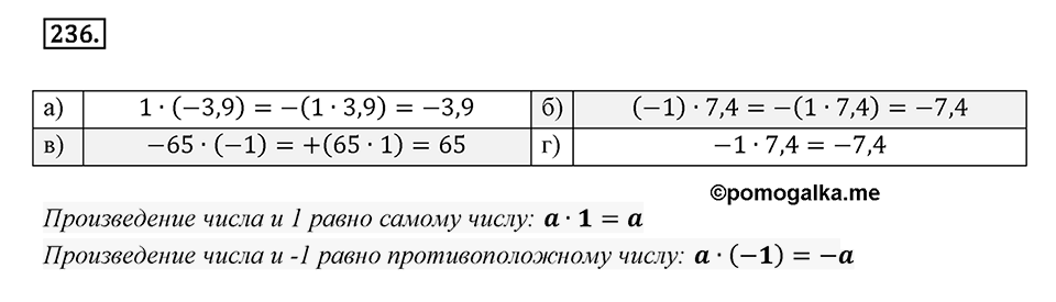 Часть 2. Рациональные числа. §7. Умножение и деление положительных и отрицательных чисел. Часть 2, номер №236 — решение 1