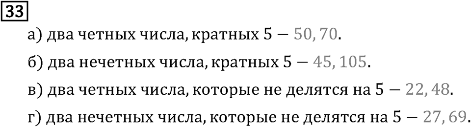 Обыкновенные дроби. 1.2 Признаки делимости на 10, на 5 и на 2. Номер №33 — решение 1