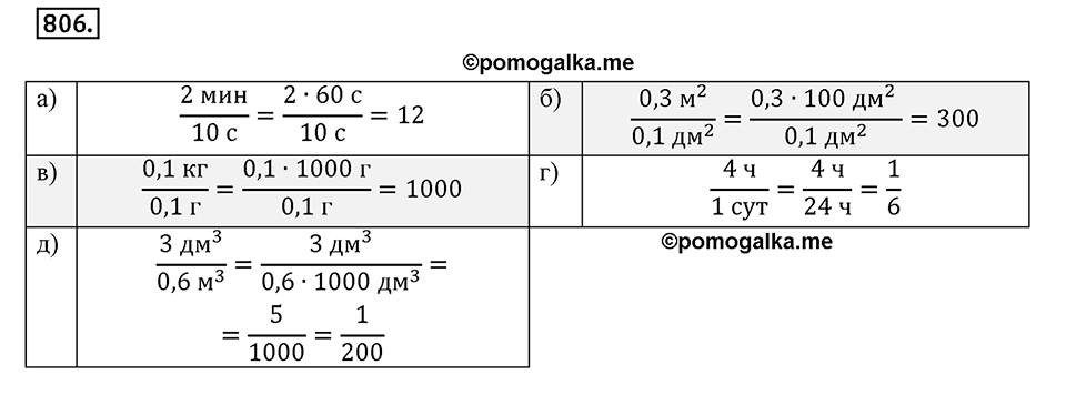 Часть 1. Обыкновенные дроби. §4. Отношения и пропорции. Часть 1, номер №806 — решение 1