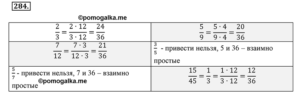 Часть 1. Обыкновенные дроби. §2. Сложение и вычитание дробей с разными знаменателями. Часть 1, номер №284 — решение 1