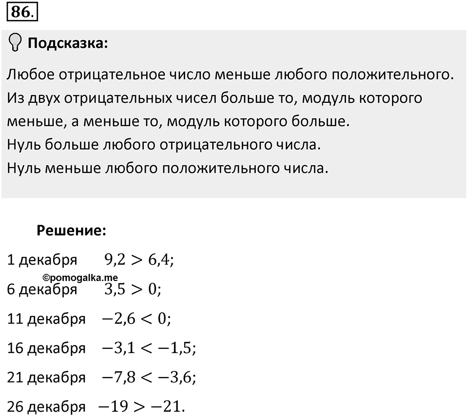 Часть 2. Рациональные числа. §5. Положительные и отрицательные числа. Часть 2, номер №86 — решение 2
