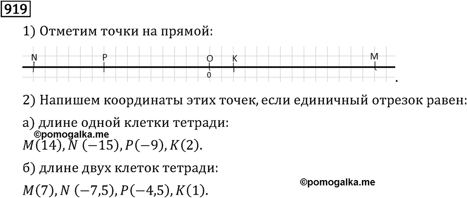 Рациональные числа. 5.26 Координаты на прямой. Номер №919 — решение 1