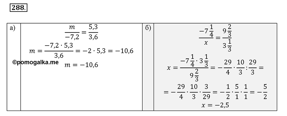Часть 2. Рациональные числа. §7. Умножение и деление положительных и отрицательных чисел. Часть 2, номер №288 — решение 1