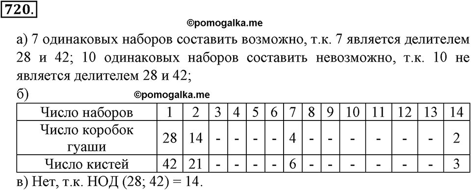 Делимость натуральных чисел. §25. Делители и кратные. Номер 720 — решение 1