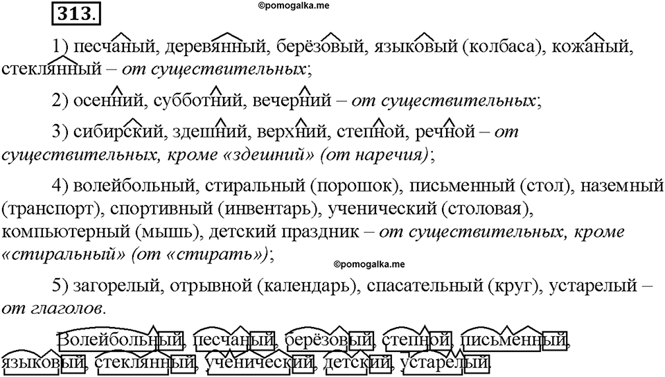 Часть 2. §42. Разряды имен прилагательных по значению. Относительные прилагательные. Упражнение №313 — решение 1