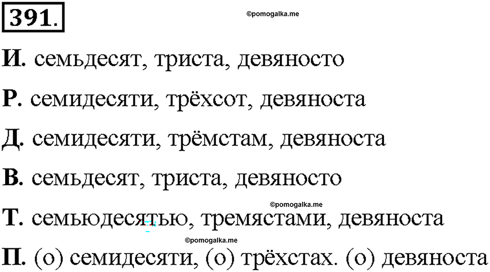 Часть 2. §54. Склонение числительных. Упражнение №391 — решение 1