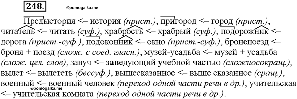 Часть 1. §34. Словообразование имён существительных. Упражнение №248 — решение 1