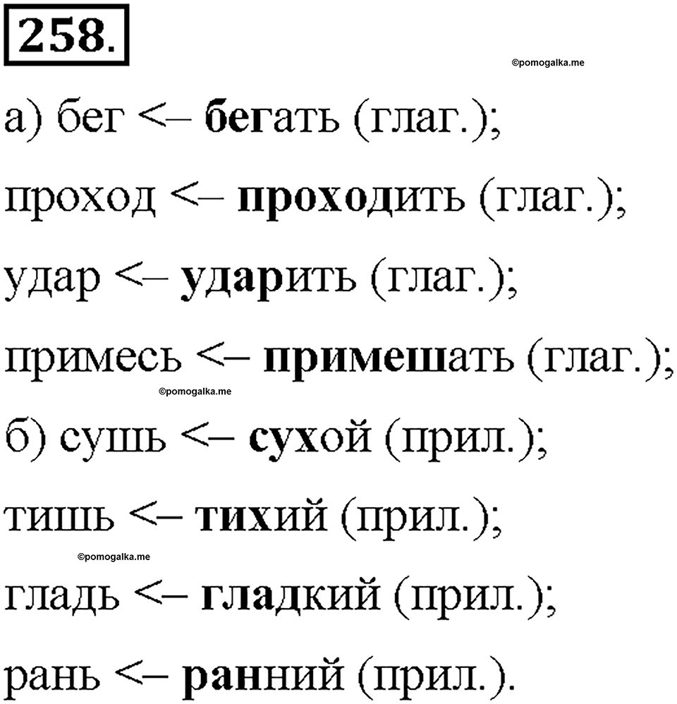 Часть 1. §34. Словообразование имён существительных. Упражнение №258 — решение 1