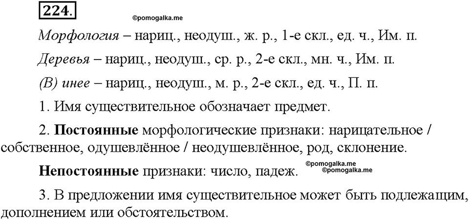 Часть 1. §30. Имя существительное как часть речи. Упражнение №224 — решение 1