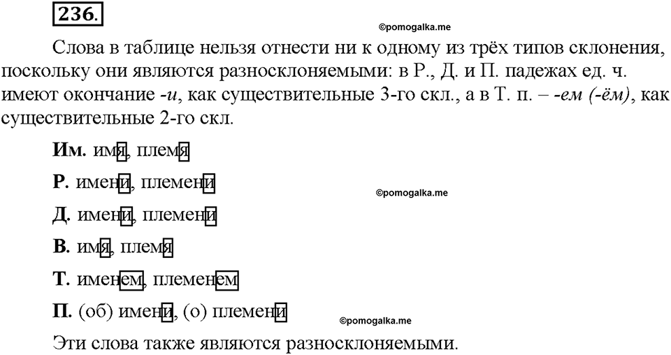 Часть 1. §31. Разносклоняемые и несклоняемые имена существительные. Упражнение №236 — решение 1