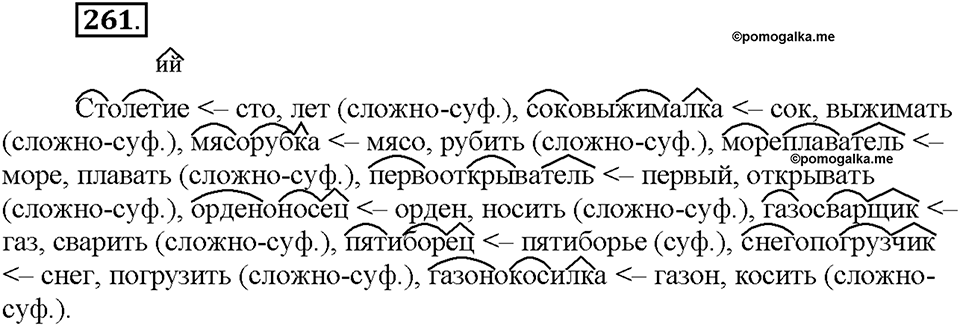 Часть 1. §34. Словообразование имён существительных. Упражнение №261 — решение 1