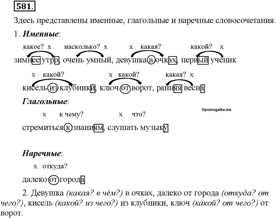 Часть 2. §83. Основные единицы синтаксиса. Упражнение №581 — решение 1