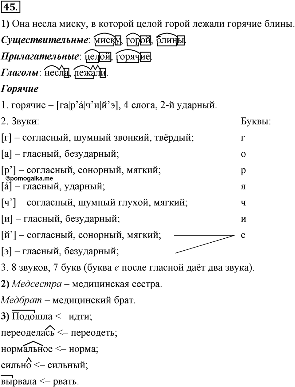 Что такое сферы общения?. §5. Основы производных и непроизводных слов. Глава 3. Упражнение №45 — решение 1