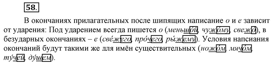 Что значит «современный литературный язык»?. §6. Правописание окончаний имён прилагательных. Глава 1. Упражнение №58 — решение 1