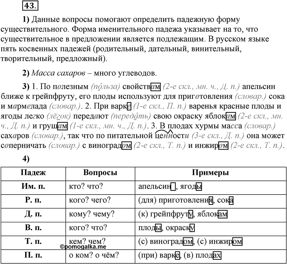 Что значит «современный литературный язык»?. §5. Правописание падежных окончаний имён существительных. Глава 1. Упражнение №43 — решение 1