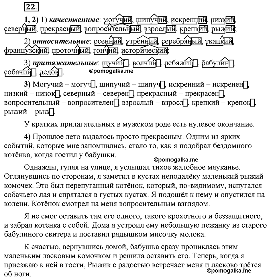 Что значит «современный литературный язык»?. §3. Имя прилагательное. Глава 1. Упражнение №22 — решение 1