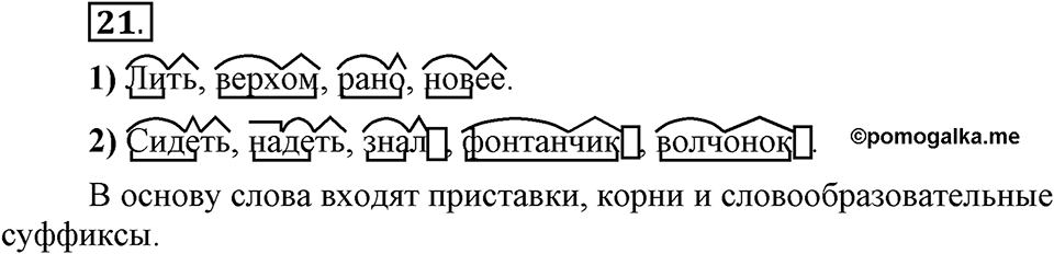 Что такое сферы общения?. §4. Виды служебных морфем: словообразовательные морфемы. Глава 3. Упражнение №21 — решение 1
