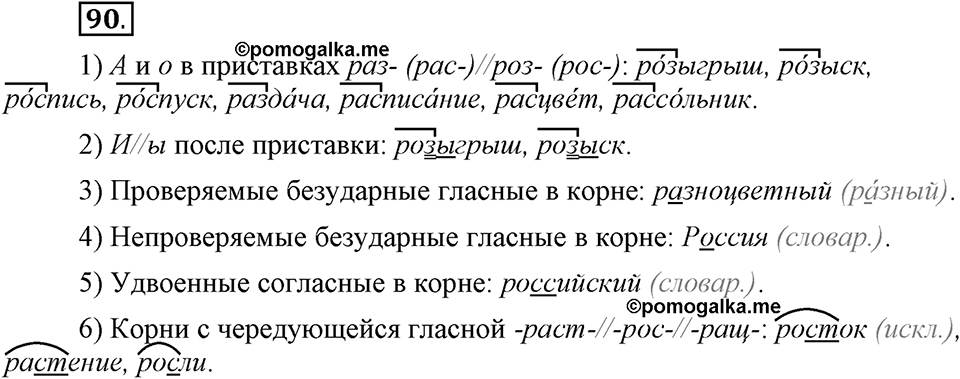 Что такое сферы общения?. §9. Правописание приставок (повторение). Глава 3. Упражнение №90 — решение 1