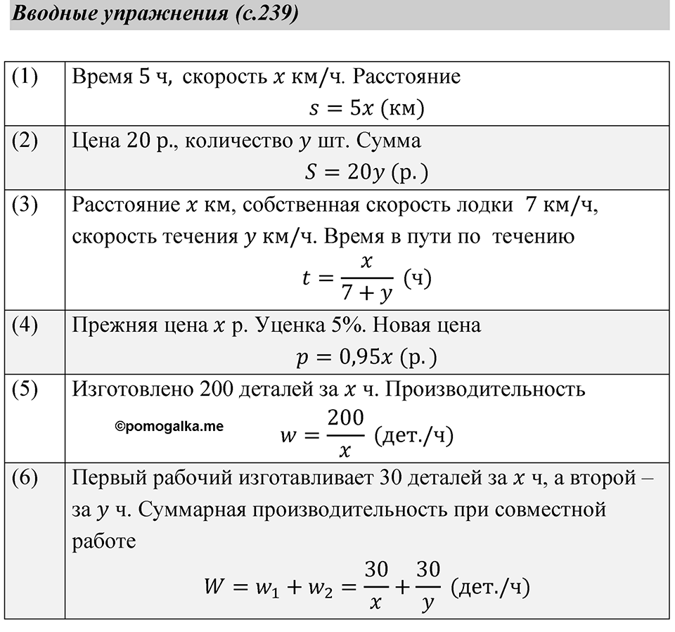 Страница 239 Вводные упражнения — решение 1