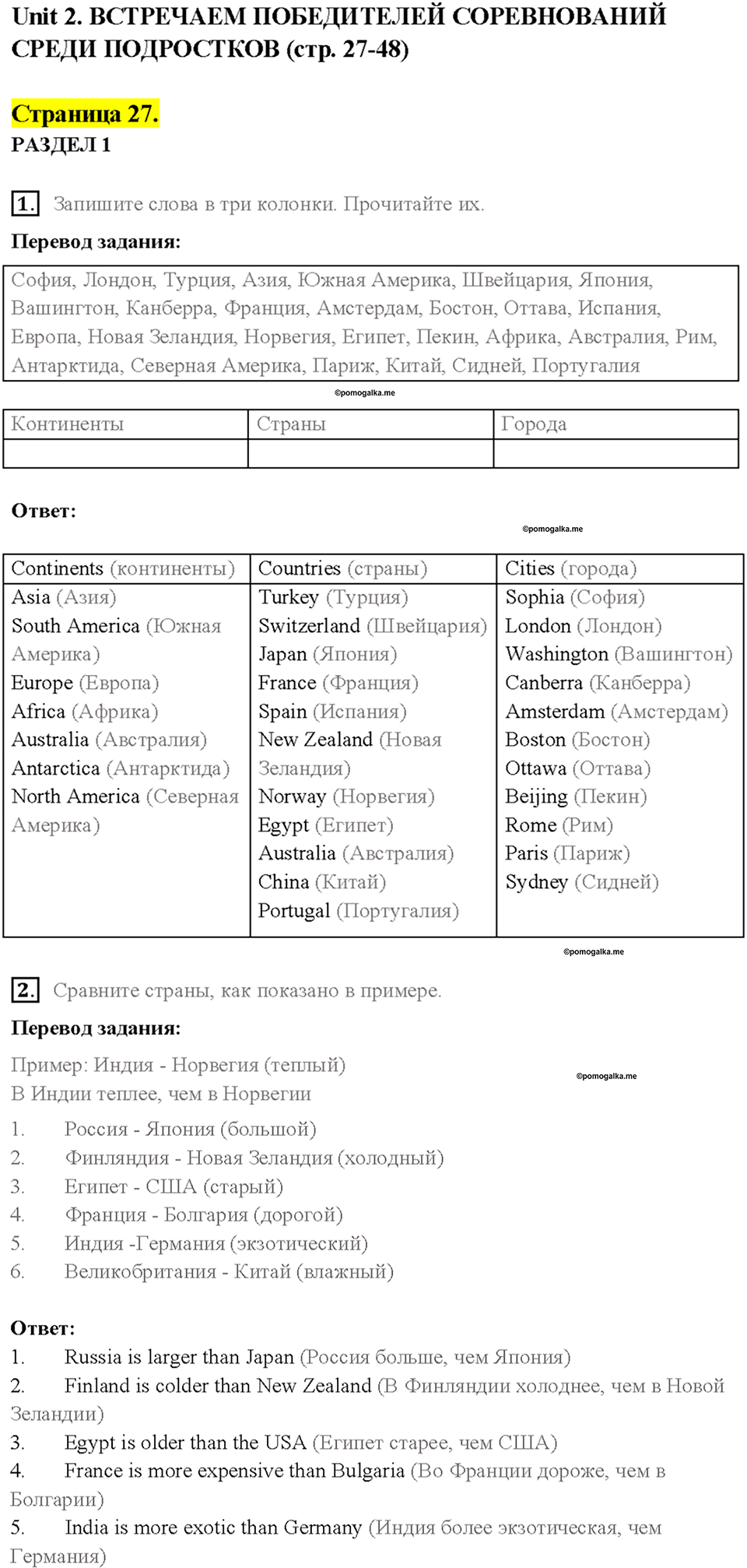 2. MEET THE WINNERS OF THE TEENAGERS’ COMPETITION. Страница 27 — решение 1