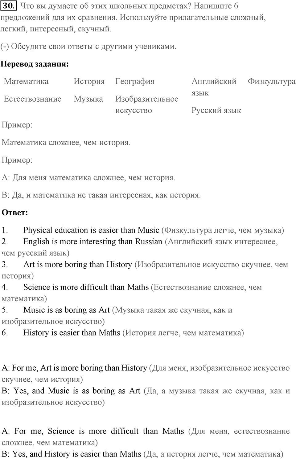 Unit 1. Comparing schools in different countries. Unit 1 задание 30 — решение 1