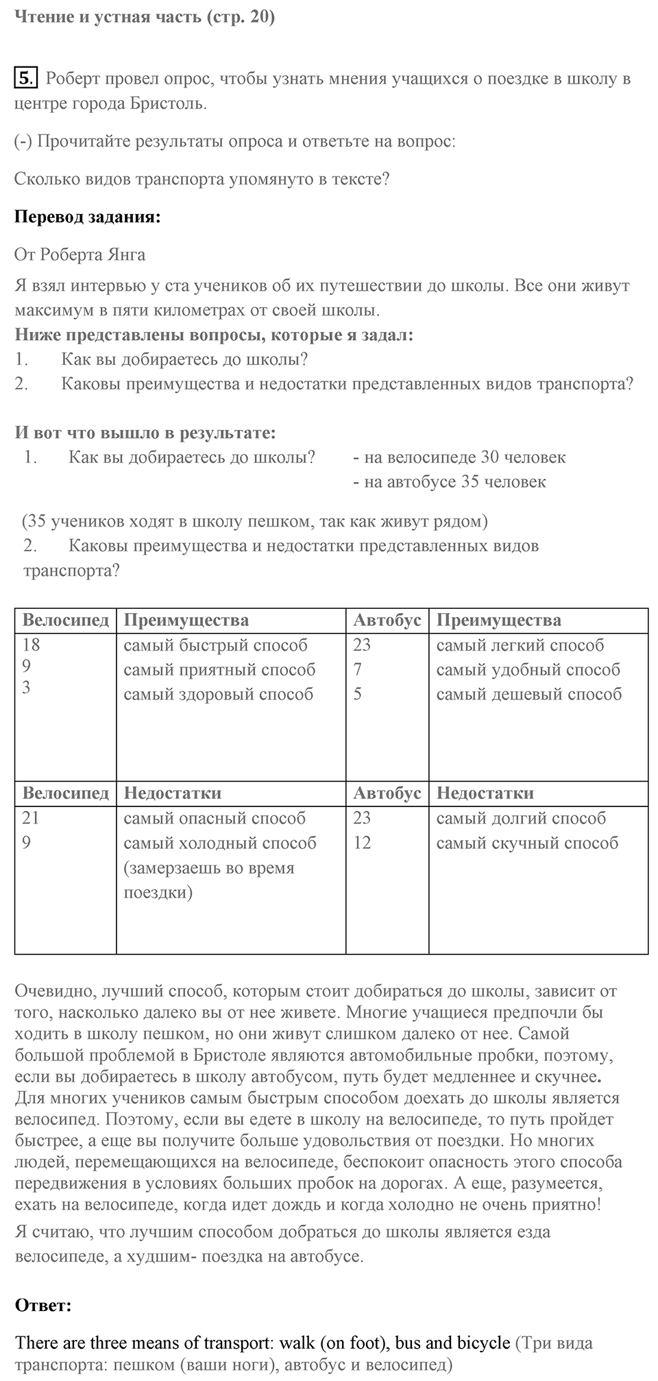 Unit 2. The best way to get to school. Unit 2 задание 5 — решение 1