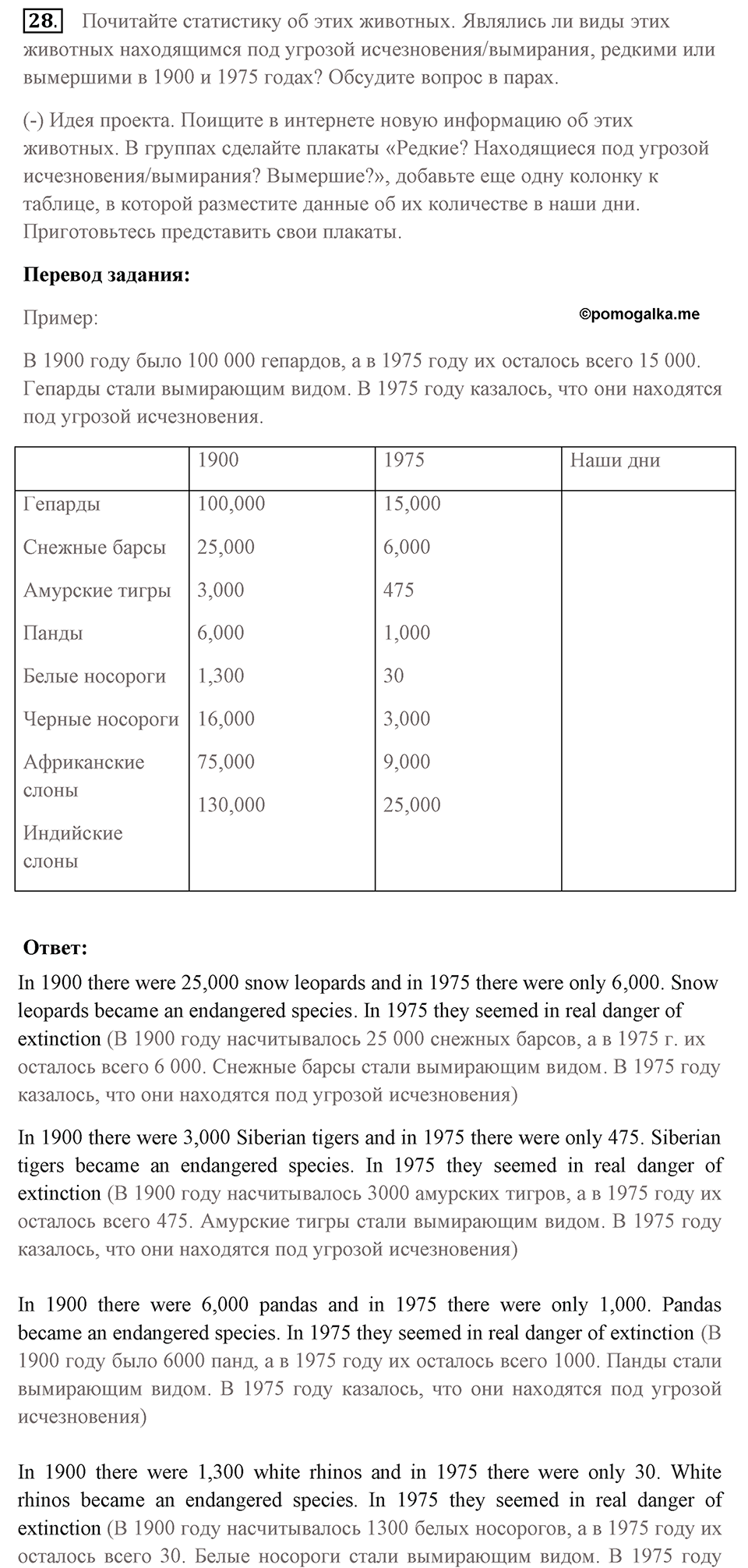Unit 4. Animal quiz. Unit 4 задание 28 — решение 1
