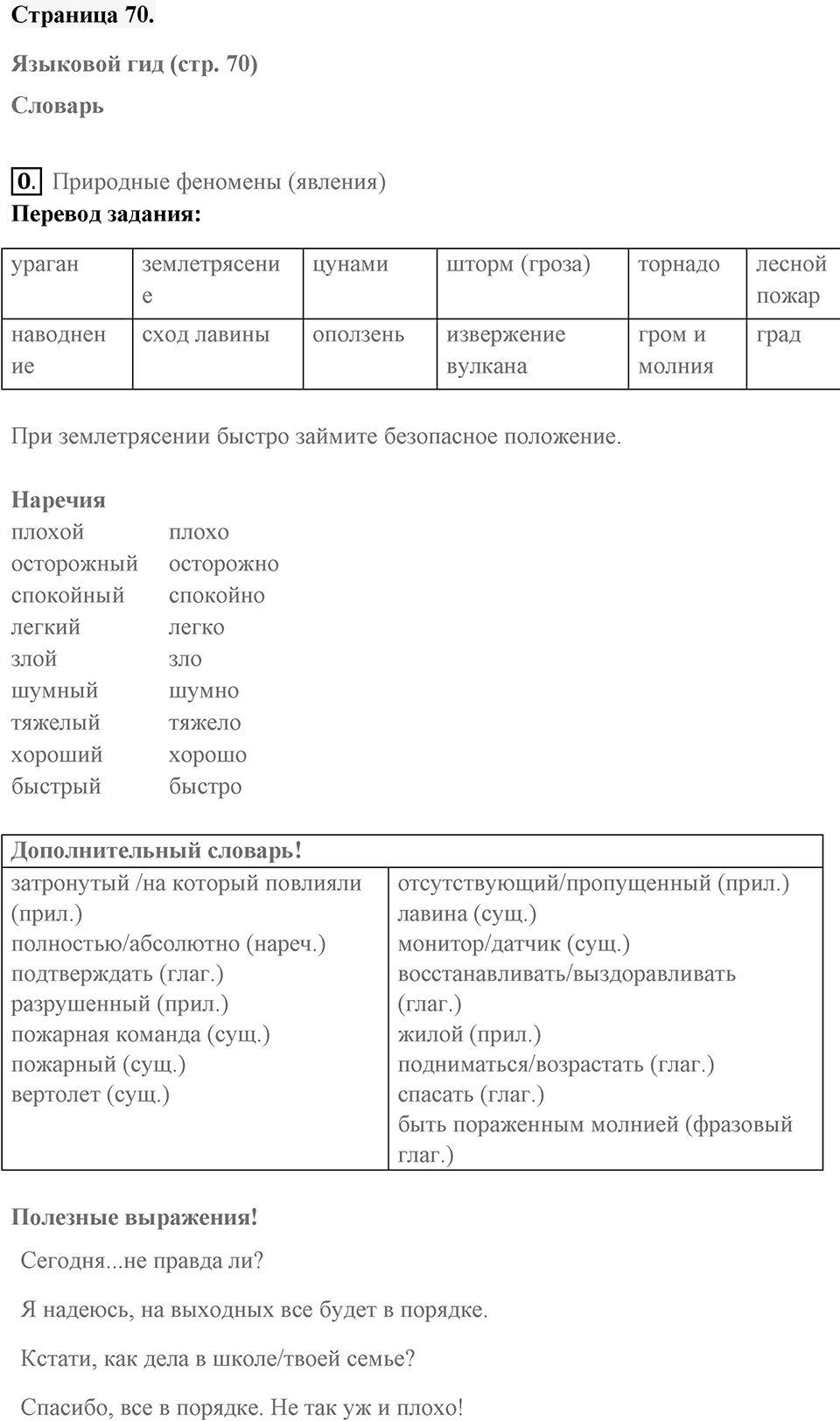 Unit 5. Disaster Zone!. Страница 70 номер №0 — решение 1