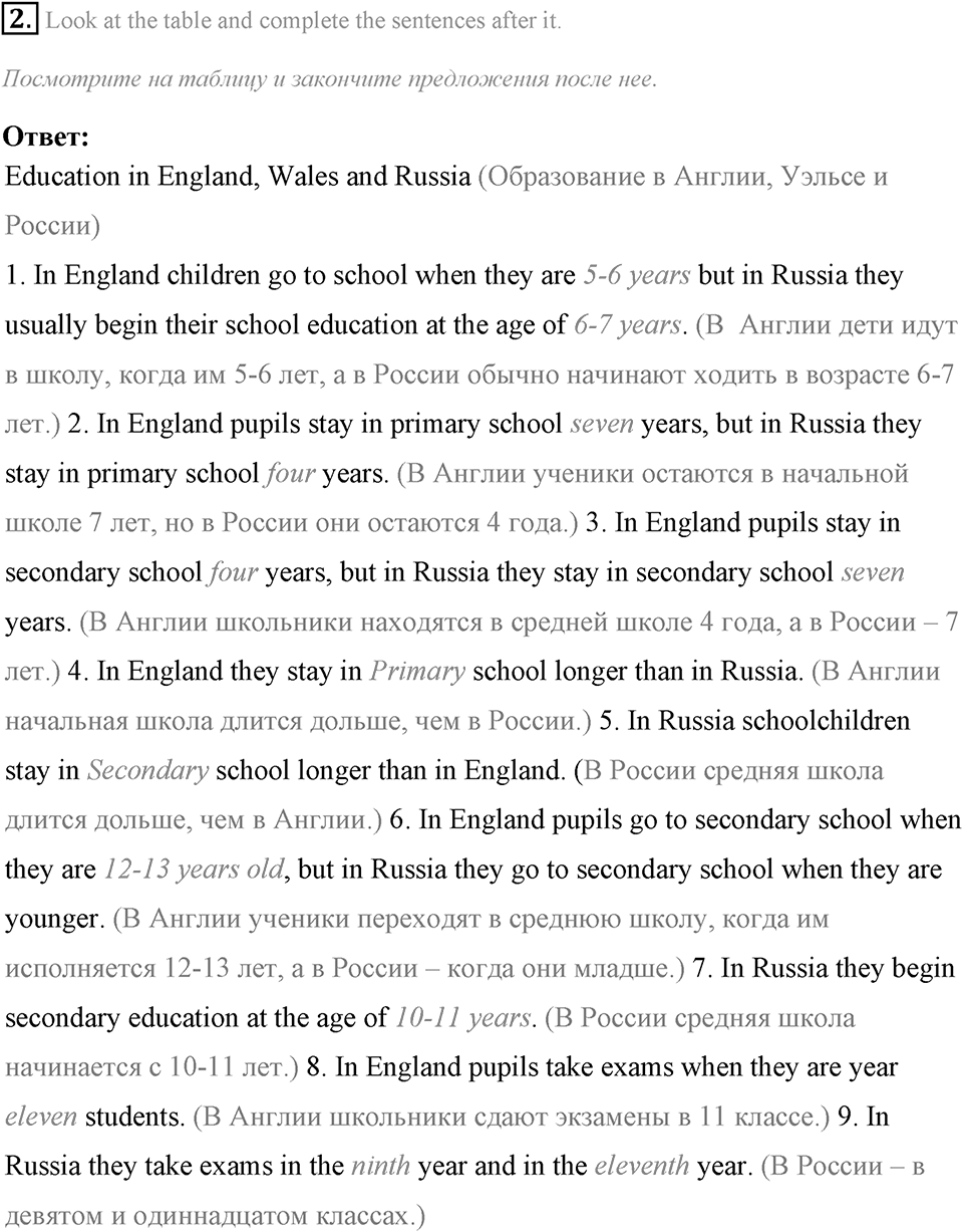 Schools and Schooling. Step 7 номер 2 — решение 1