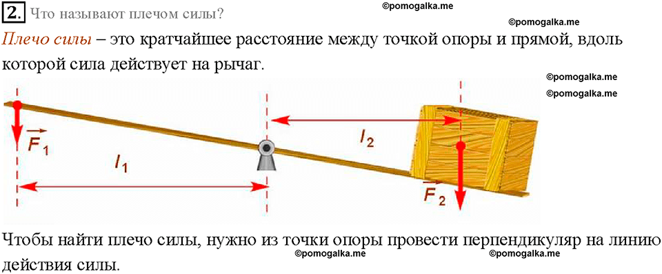 Глава 4. Работа и мощность. Энергия. Рычаг. Равновесие сил на рычаге. §58. Вопрос №2 — решение 1