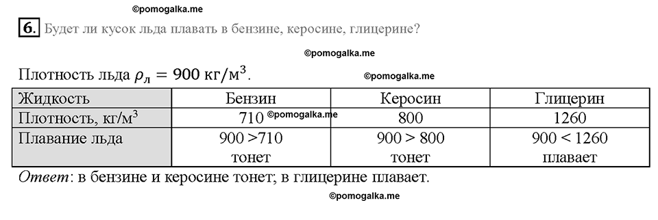 Глава 3. Давление твердых тел, жидкостей и газов. Плавание тел. §52. Упражнение 27, номер №6 — решение 1